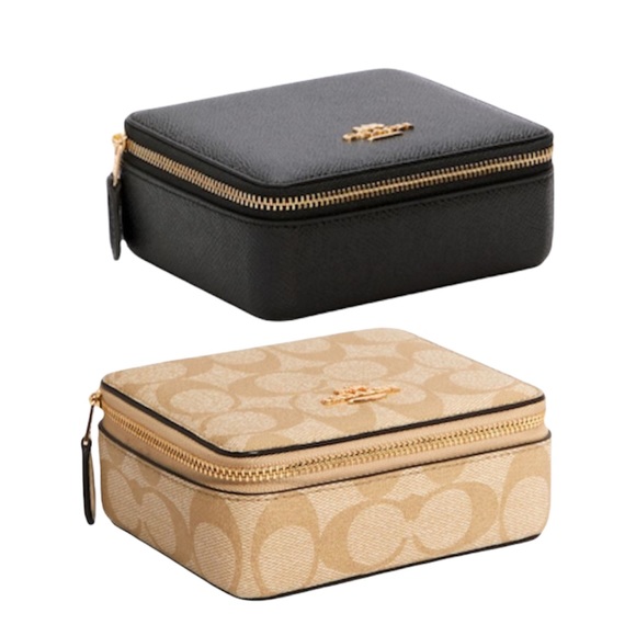 🛑BOGO FREE🆕COACH Gold/Creamy Chalk Jewelry Box/Case - Picture 2 of 7